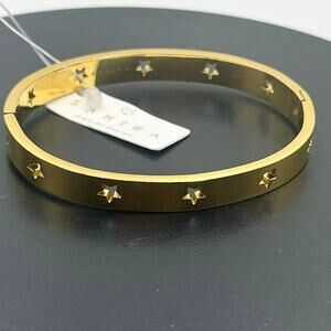 Sahira Mia Perforated‎ Star Cutout Bangle Bracelet 18k Gold Plated New